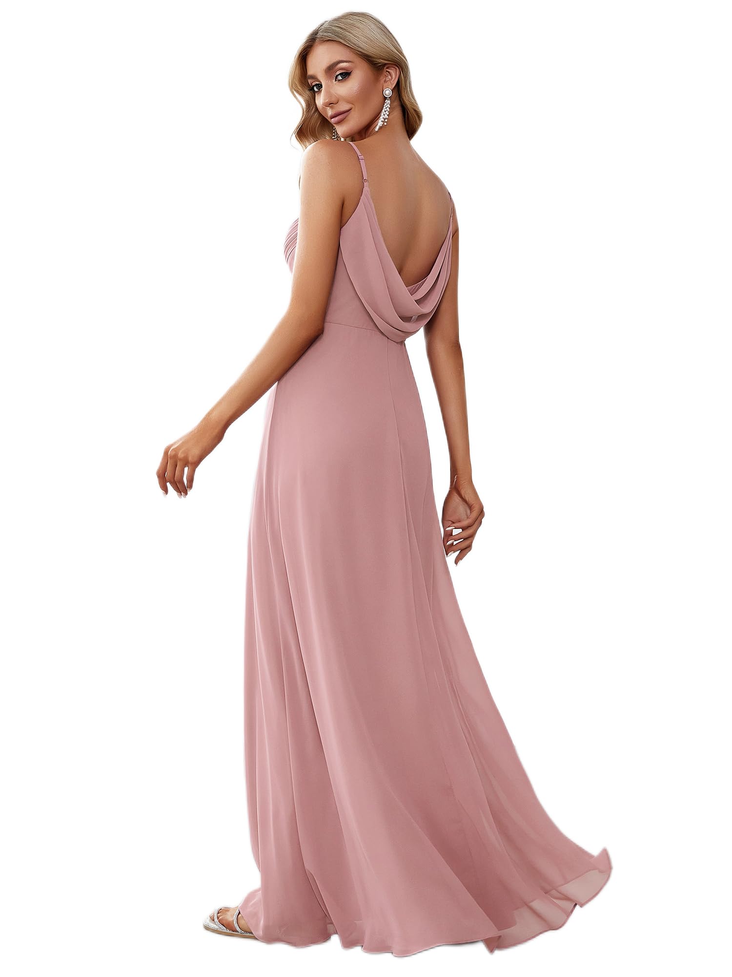 Ever-Pretty Vestiti da Sera Donna Lungo Scollo a V Senza Maniche Linea ad A Chiffon Senza Schienale 80026