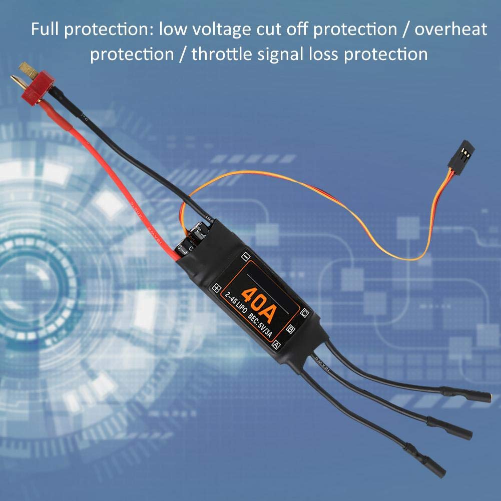 Contrôleur De Vitesse Brushless 40A Pour Drone RC - Compatible Avion, Hélicoptère FPV - Noir, Sécurité Intégrée