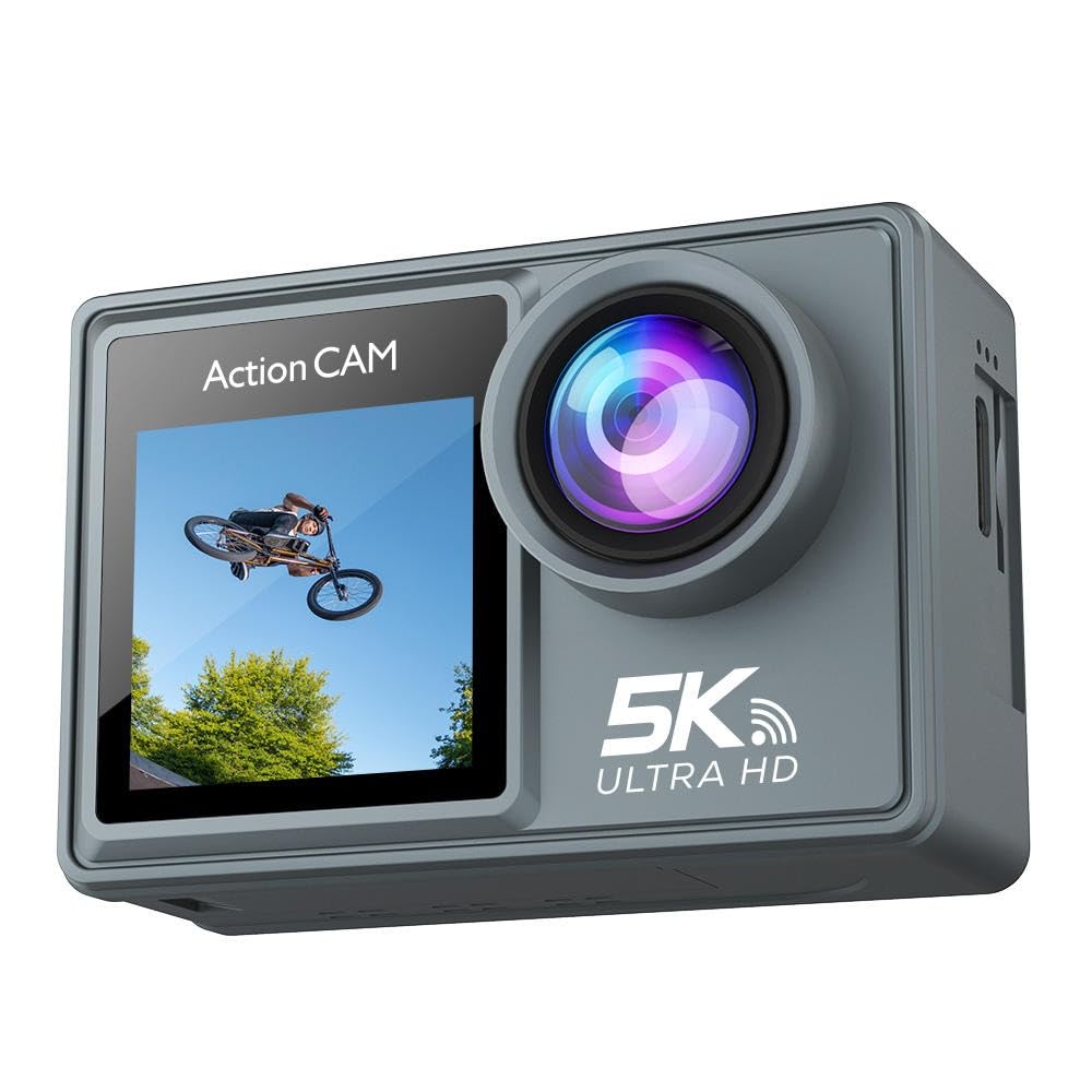 AUSEK UltraHD 5K Action Camera with 50MP 170° Wide Angle Lens 2.0inch LCD WiFi EIS