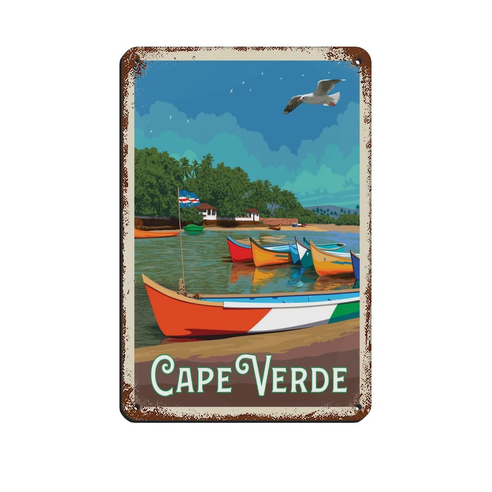 Kziwq T234 Metal Sign Cape Verde Vintage Decor Art Sign Home Kitchen Bar Cafe Club Cave Wall Decor Retro Travel Tin Sign 15X30cm