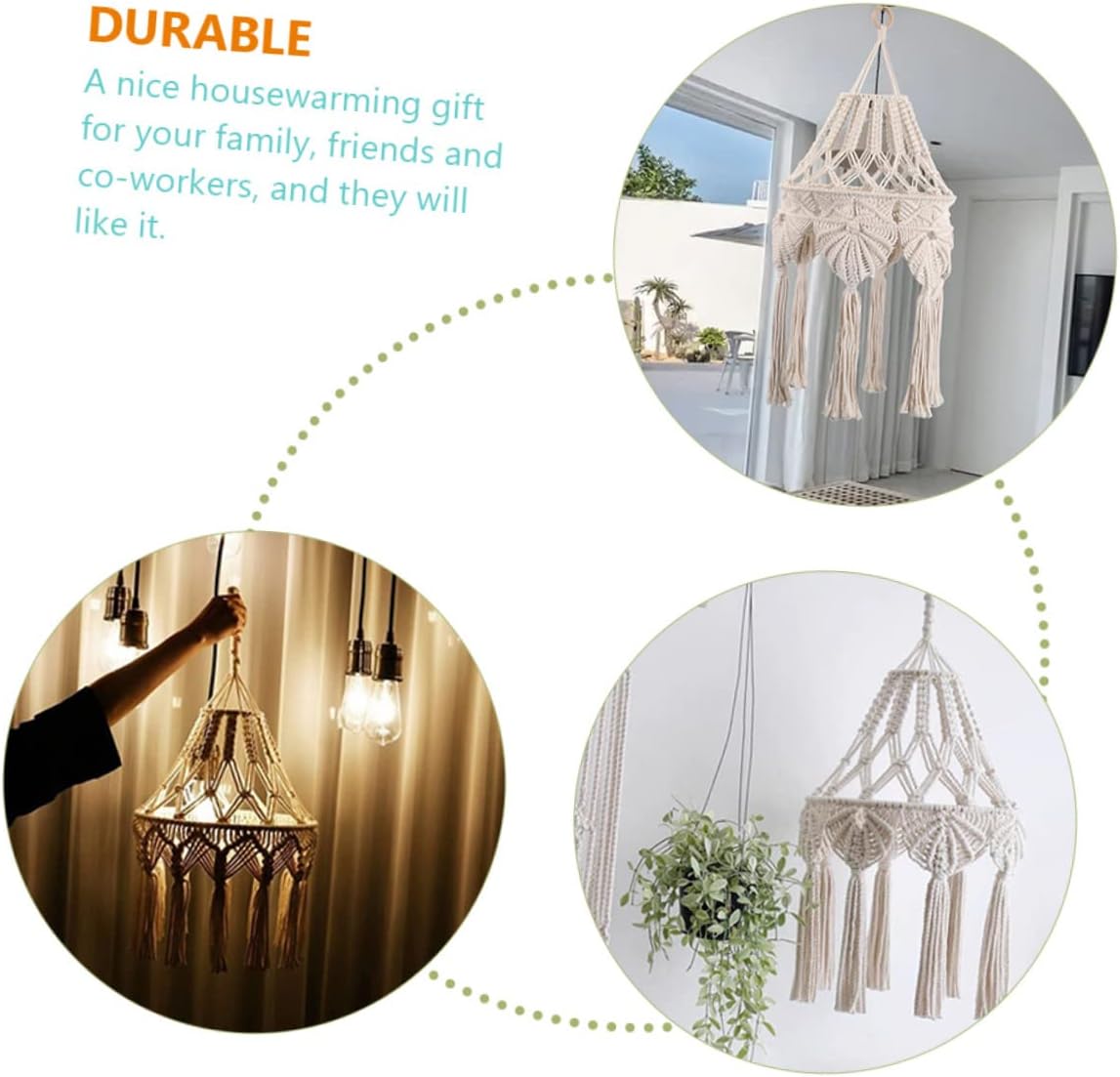 NUOBESTY Bohemian Handmade Lamp Cover Woven Lampshades for Ceiling Aesthetic Hanging Lamps Random Style