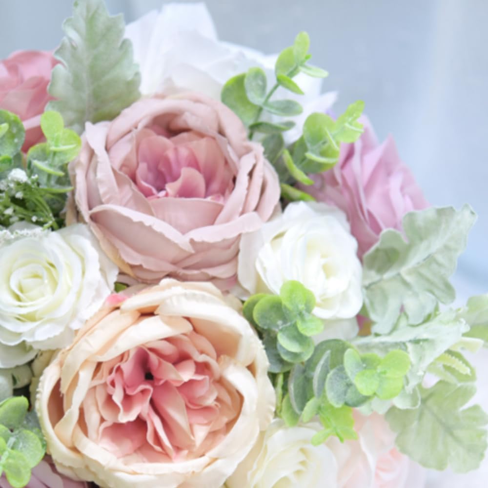 LESING Bridal Wedding Bouquets Artificial Rose Flowers Bouquet Handmade Romantic Wedding Bouquets for Bride Bridesmaid Holding Flowers (Bouquet-Peony Rose Purple) - Image 2