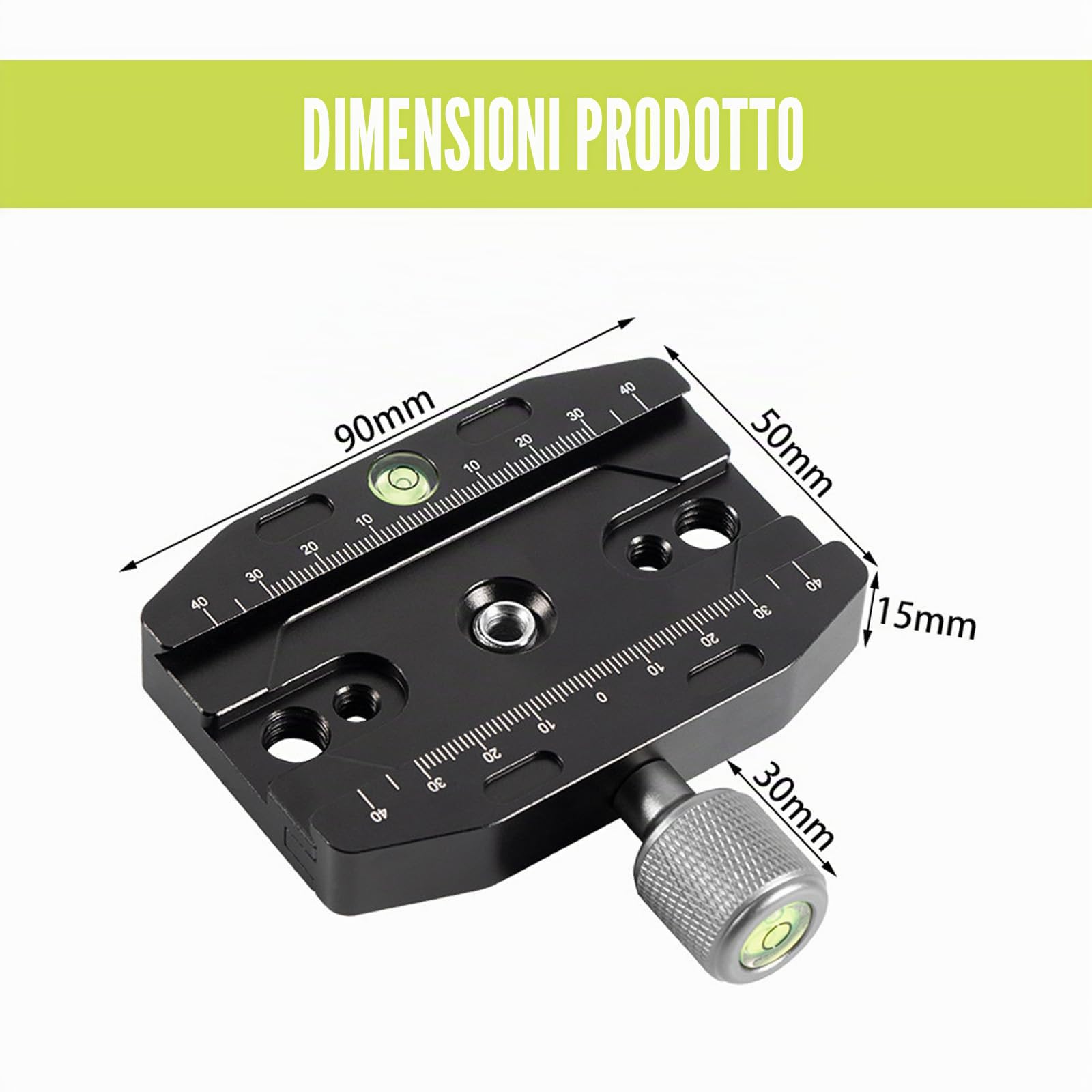 Piastra a sgancio rapido 90 mm, morsetto Quick Release Plate Clamp per Arca-Swiss, QR-90N, clip in metallo, piastra a sgancio rapido universale