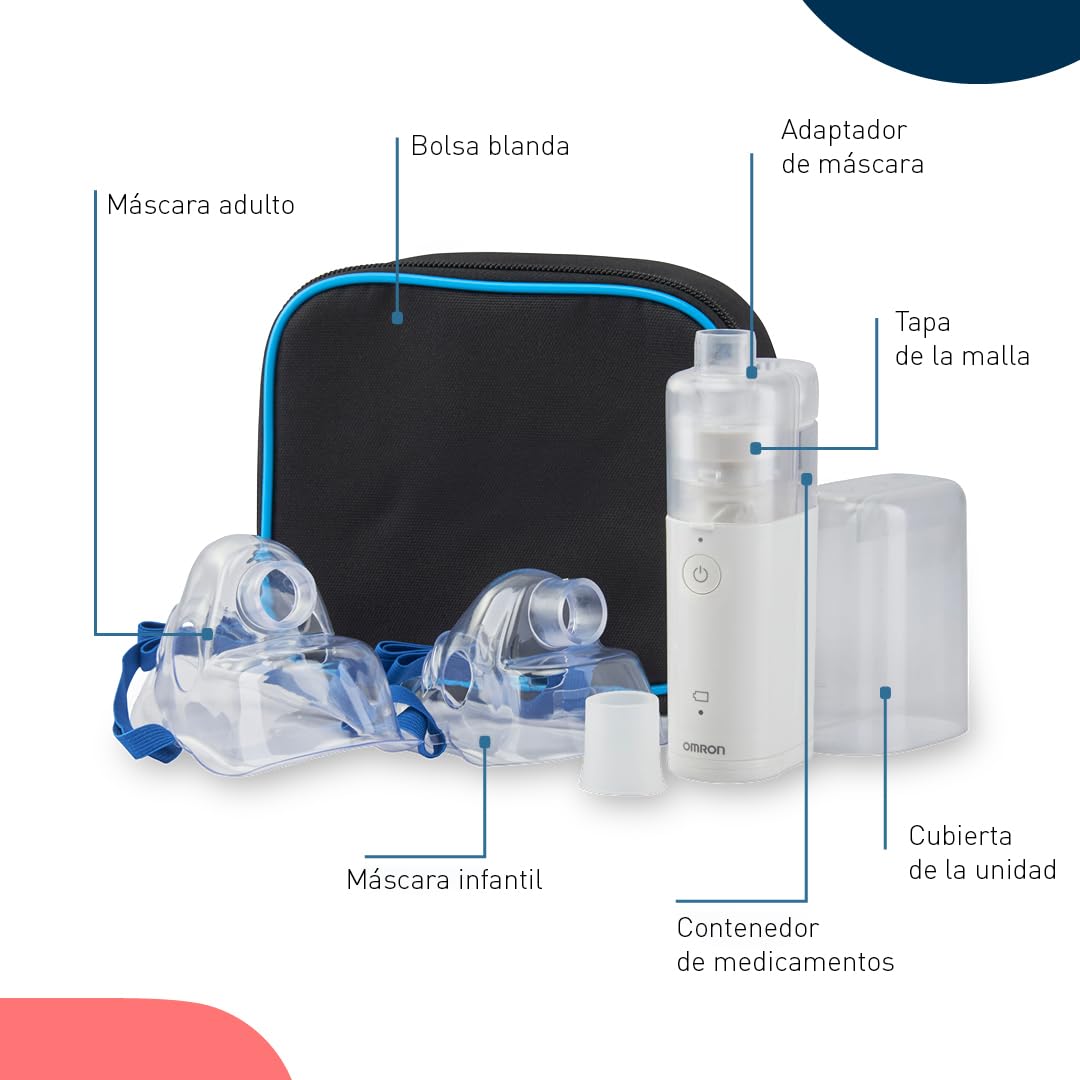 OMRON MicroAir U100 Nebulizador portátil – Nebulizador portátil silencioso para adultos y bebé, efectivo para enfermedades respiratorias desde el resfriado hasta el asma