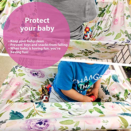Image of Pobi Baby Premium Multi-Use Cover - Nursing, Car Seat, Shopping Cart, High Chair, and Breastfeeding Cover - Ultra-Soft, Stretchy, and Versatile Floral Scarf for Mom and Baby (Allure)