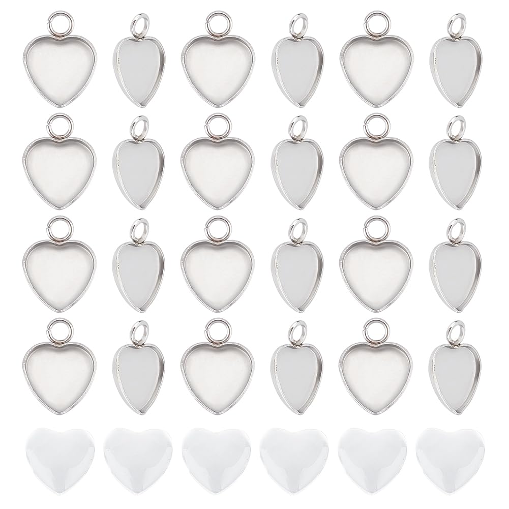20 Supports Pendentifs Cabochon Acier Inox - Rond, Ovale, Carré - Pour Création Bijoux DIY