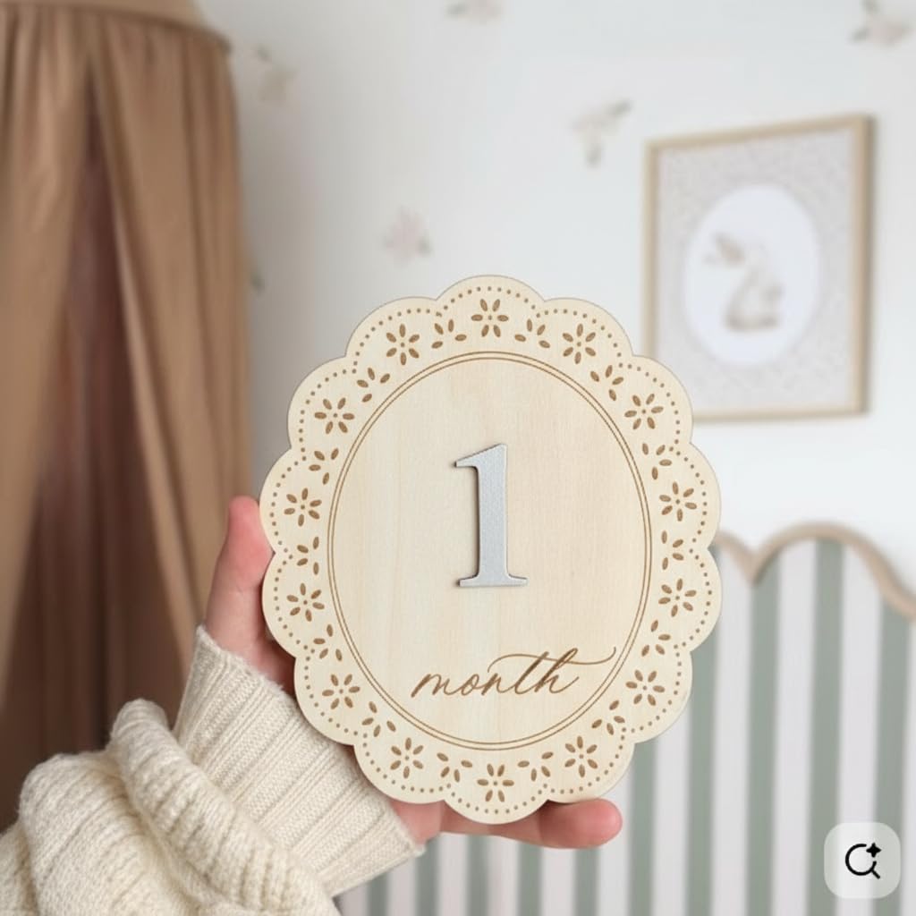 Baby Girl Monthly Milestone Signs, 1-12 Monthly Baby Milestone Girl, Newborn Photography Props Double-Sided, Nursery Decor for Girls (M03) - 5