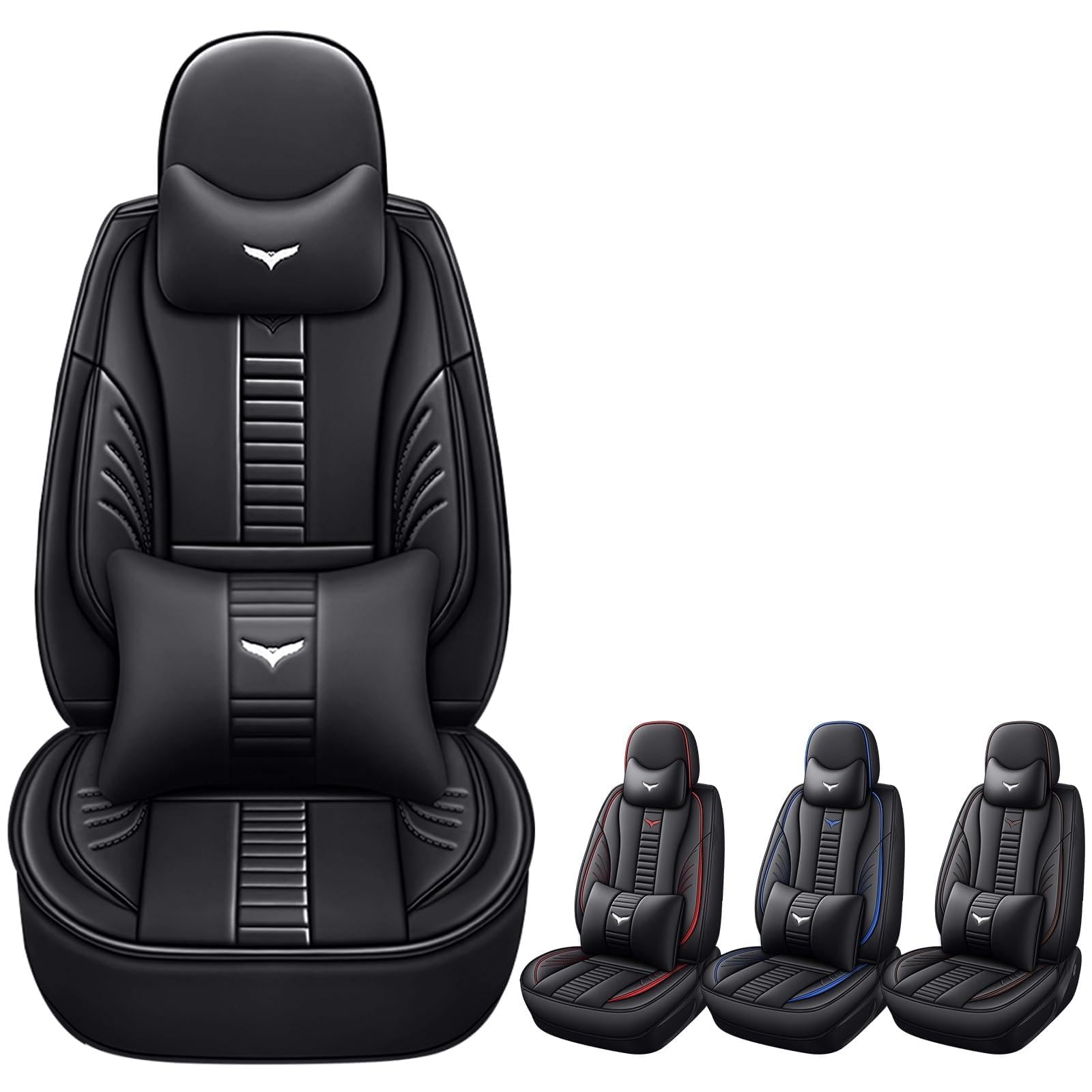 Luxury 2 Seats Car Seat Covers Protectors for Mitsubishi Outlander Sport 2011-2025, Back Storage Bag Design & Headrest Pillow & Lumbar Support Black & Black Line