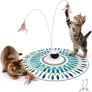 Indoor Interactive Cat Toy, 3-in-1 Rotating Butterfly & Feather Hide & Seek