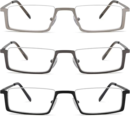 Reducblu Gafas de lectura para mujeres y hombres, con marco de metal de medio borde