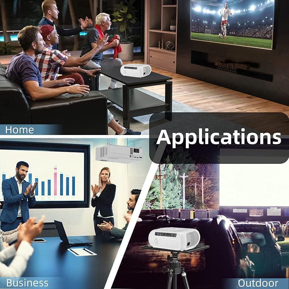 Rétroprojecteur Bluetooth WiFi Videoprojecteur Portable 1080P Full HD Mini Projecteur Vidéo Portatif pour iPhone Android Smartphone PC PS4 TV PPT Home Cinéma Haut-Parleurs Intégrés Cadeau de Noël