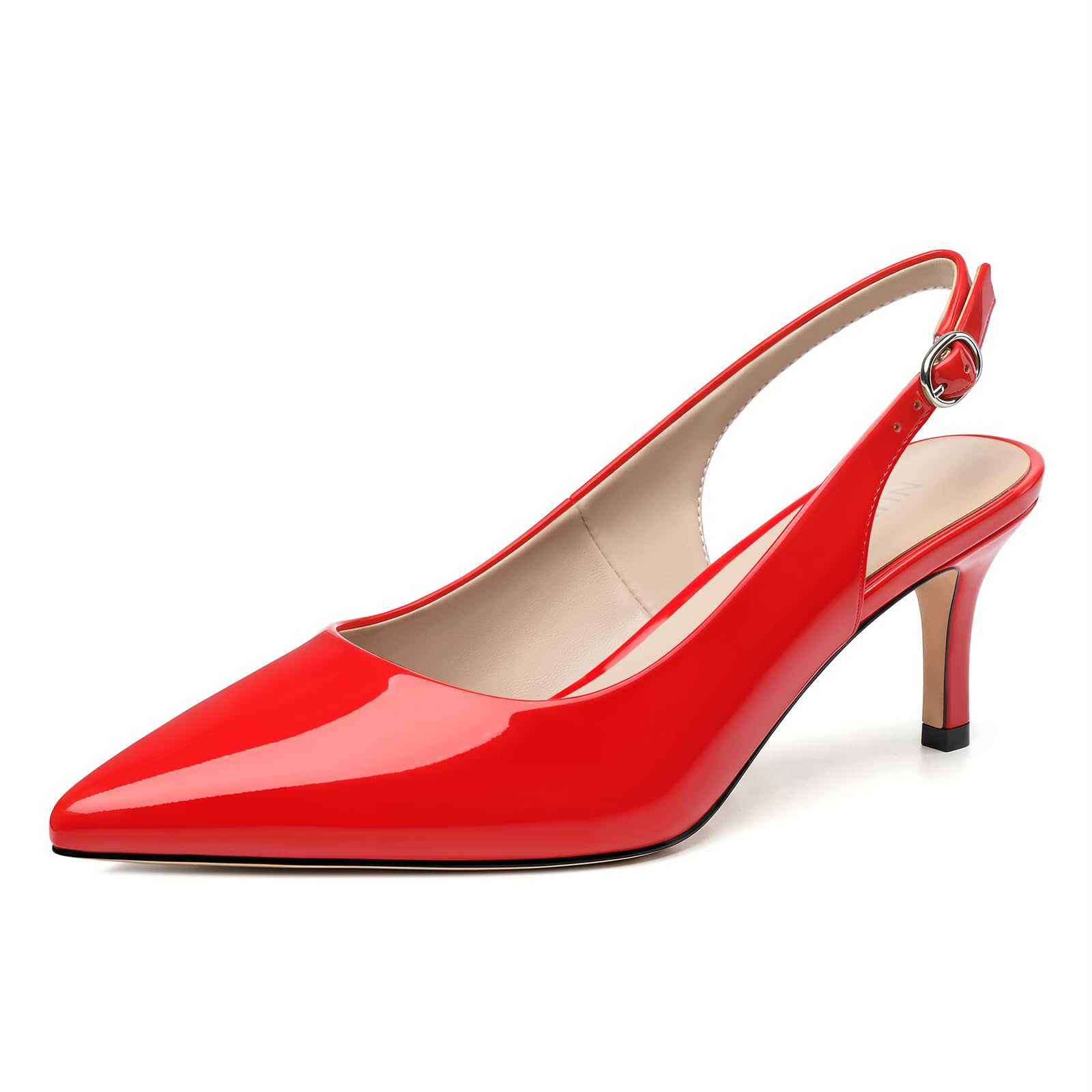 NUMALEO Kitten Heels for Women Pointed Toe Slingback Pumps | 2.5 Inch Close Toe Comfortable Pumps Wedding Party Casual Work Dress Shoes