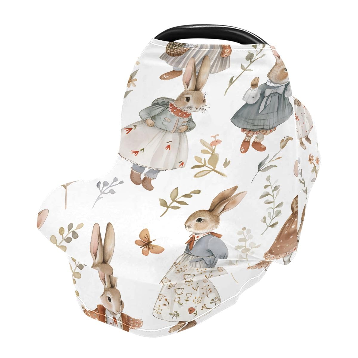 Baby Car Seat Canopy Covers Nursing Cover Stretchy Boys Girls Rabbit Anthropomorphic Carrier Cover Breastfeeding Cover Breathable