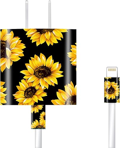 Miniatura 4 de Calcomanía para cargador de pared, compatible con iPhone de 18 W20 W, cargador de pared, diseño de girasol
