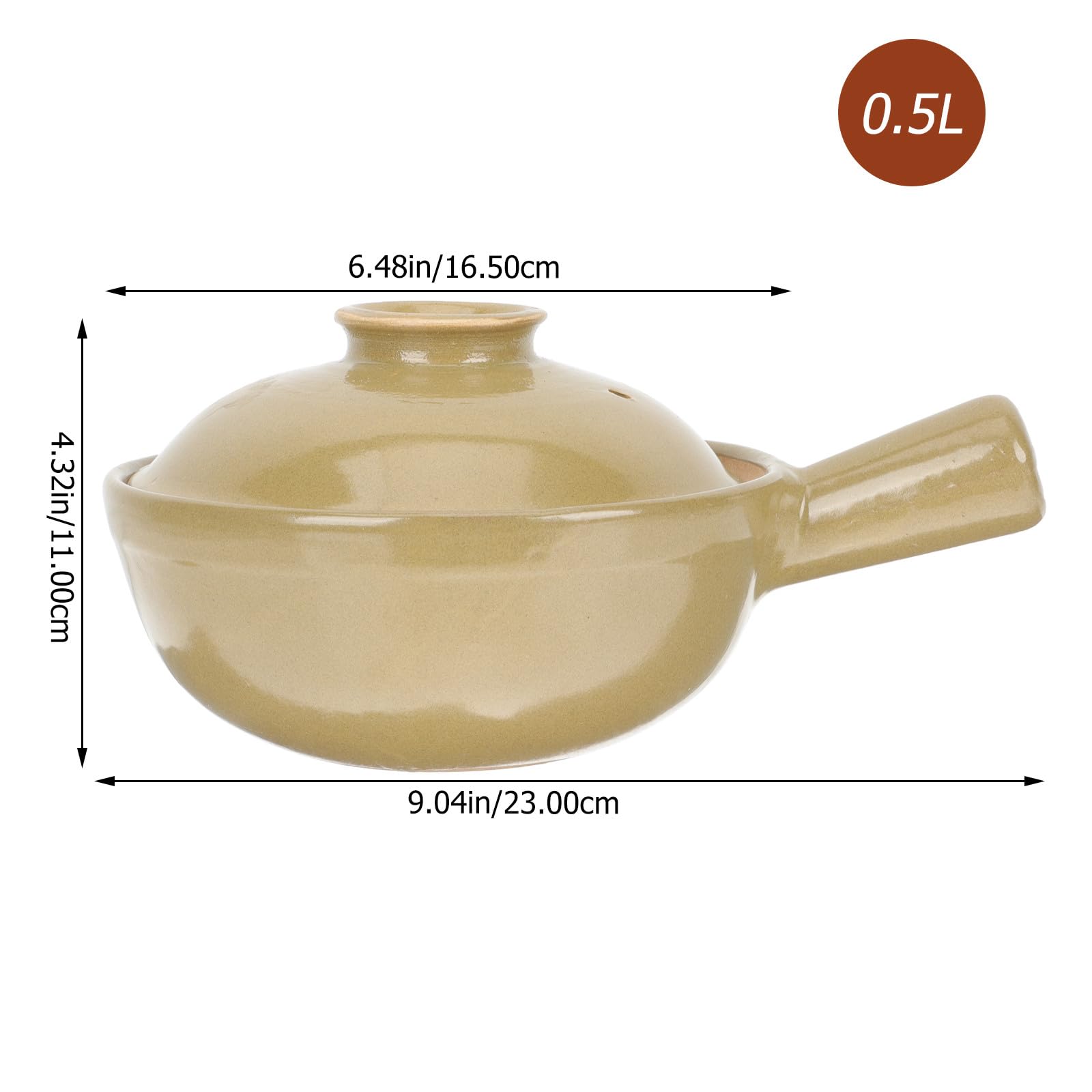 Pentola per Stufati Monouso 0, 5l in Argilla Cinese Manico Singolo | Facile da Pulire, Uso Sicuro, per Cucina Domestica, Adatta a Ricette di Riso, Noodles e Zuppa