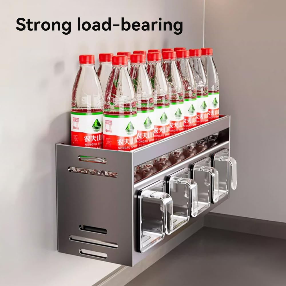 Gewürzregal für die Küche, Wandhalterung, hängende Gewürzbox über dem Herd, Hängeregal, Gewürzglas-Organizer für Zucker, Salz, Pfeffer (3 Boxen)