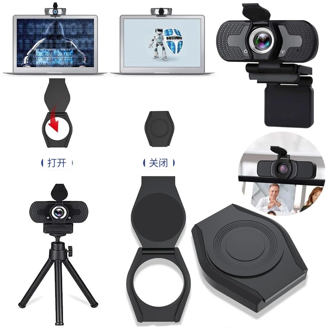 Paquete de 6 cubiertas para lente de cámara web, tapa de obturador de cámara USB, adhesiva, interruptor de privacidad abatible y deslizante, bloqueador de capó para Logitech HD Pro, iPad,