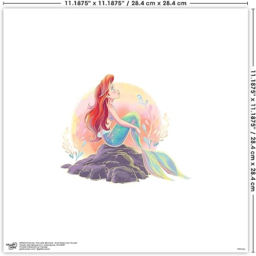 Miniatura 6 de Trends International Gallery Pops Disney La Sirenita - Arte de pared de acuarela Ariel, versión sin marco, 12 x 12 pulgadas