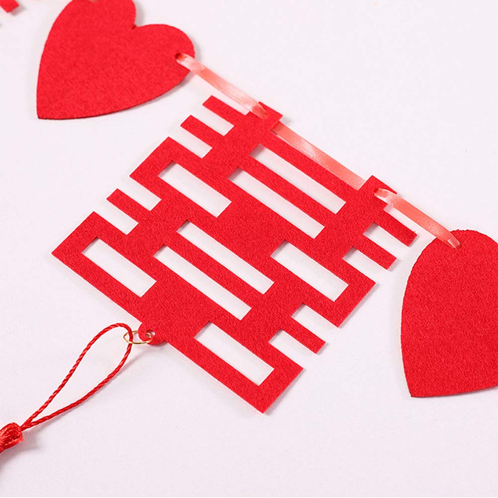 VOSAREA Bannière de Mariage Rouge en Non-tissé 300x24 Cm, Décoration Suspendue Robuste et Facile à Accrocher pour Salle et Fête de Mariage