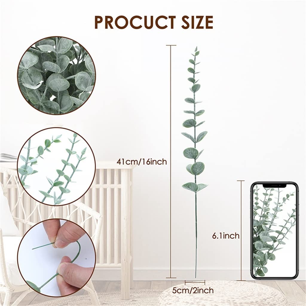 RWRAPS Piante Artificiali Foglie di eucalipto in plastica Ramo Verde Decorazioni per Il Giardino di casa Fiori Finti (Come Mostra Talla ?nica)