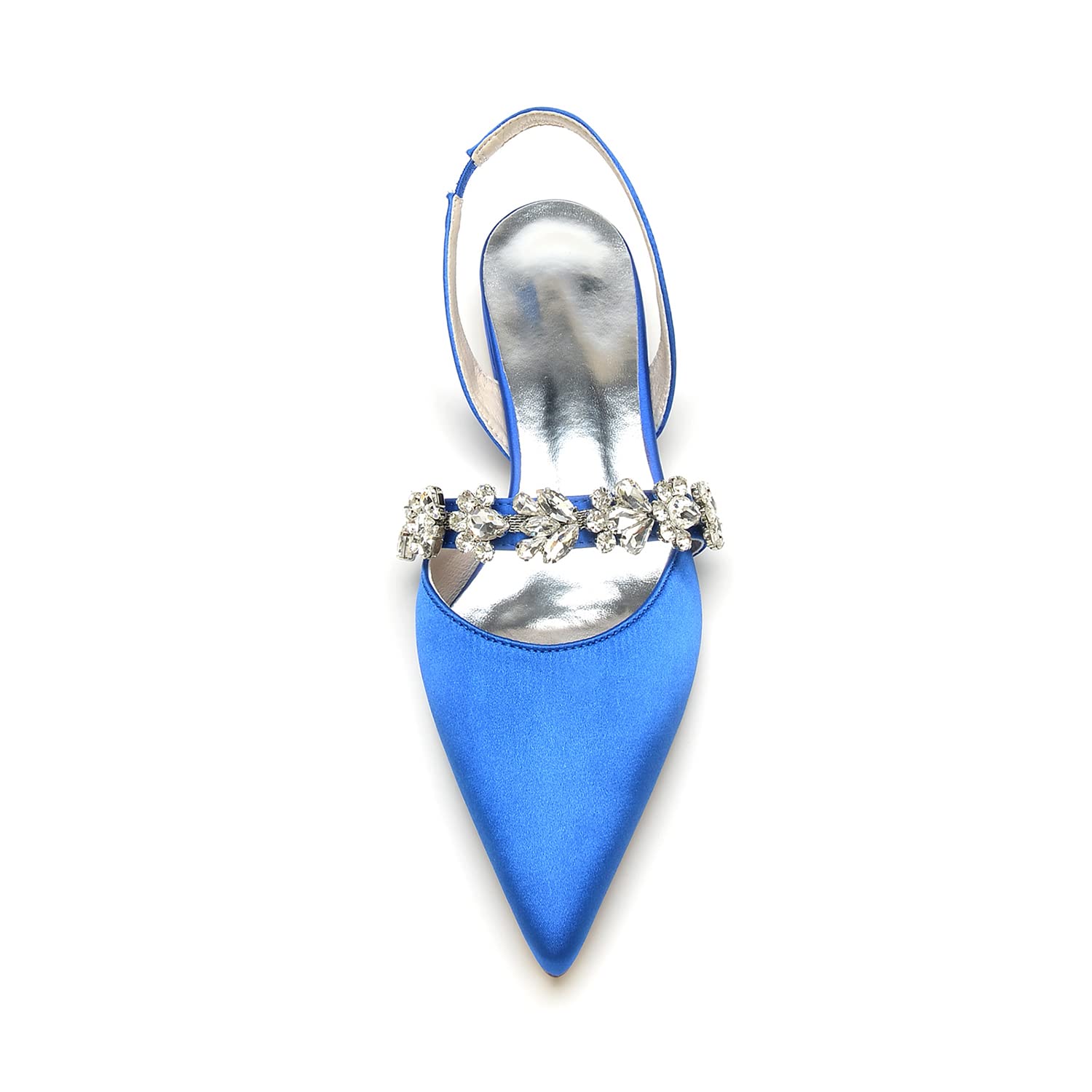 Zapatos Planos de Boda para Mujer Satén Punta Cerrada Ballet Bailarinas Zapatos de Novia Tacón Bajo Diamantes Sandalias de Vestir