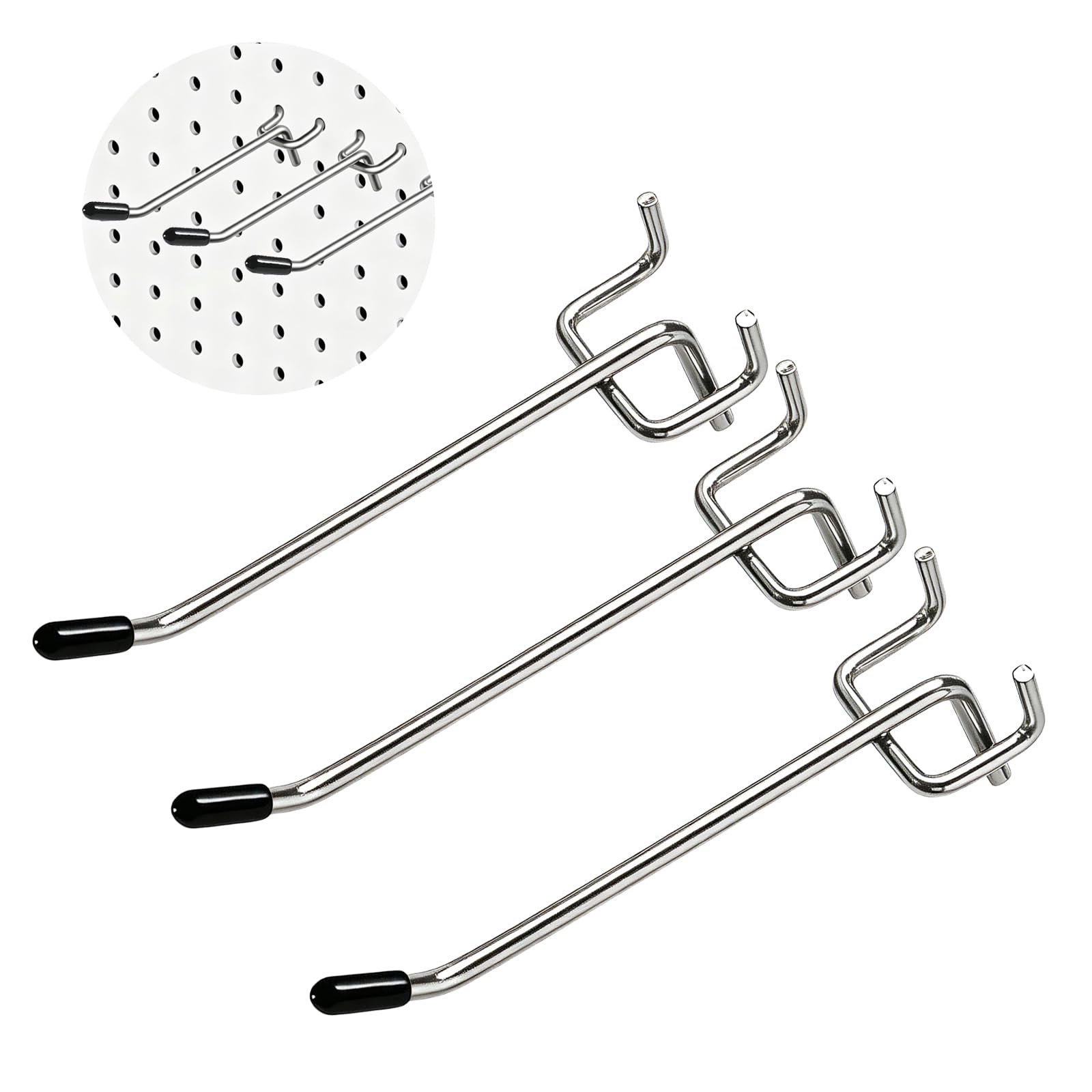 FuncHardwa 30 Pack Metal Pegboard Hooks for Hanging, 25mm Hole Pitch Pegboard Accessories with Rubber Sleeve, 1/8 Peg Board Shelving Hooks for Retail Store Garage (30PCS)