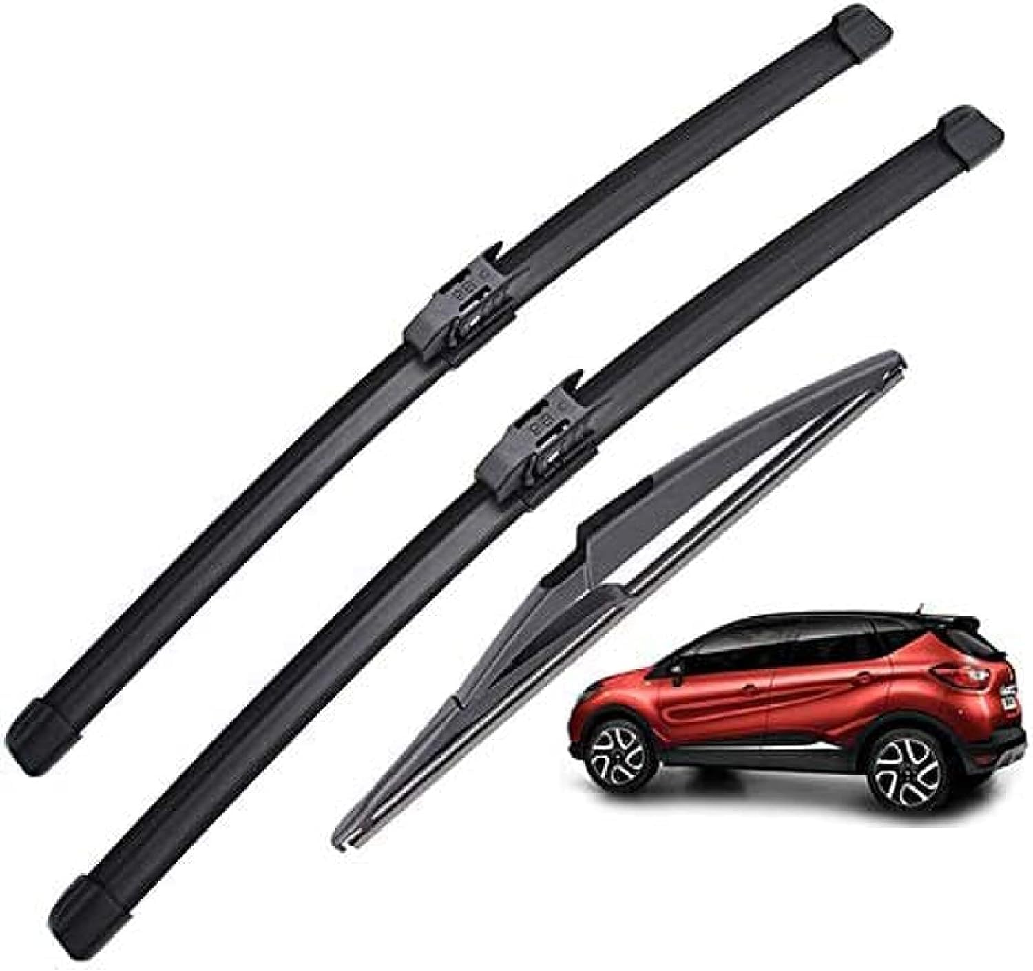 DdaiXQ Wiper Blade Set for Renault Captur/Kaptur 2016-2020, front and rear windscreen wipers-Wiper Blades, Replacement Car Windscreen Wiper Blade Bundle
