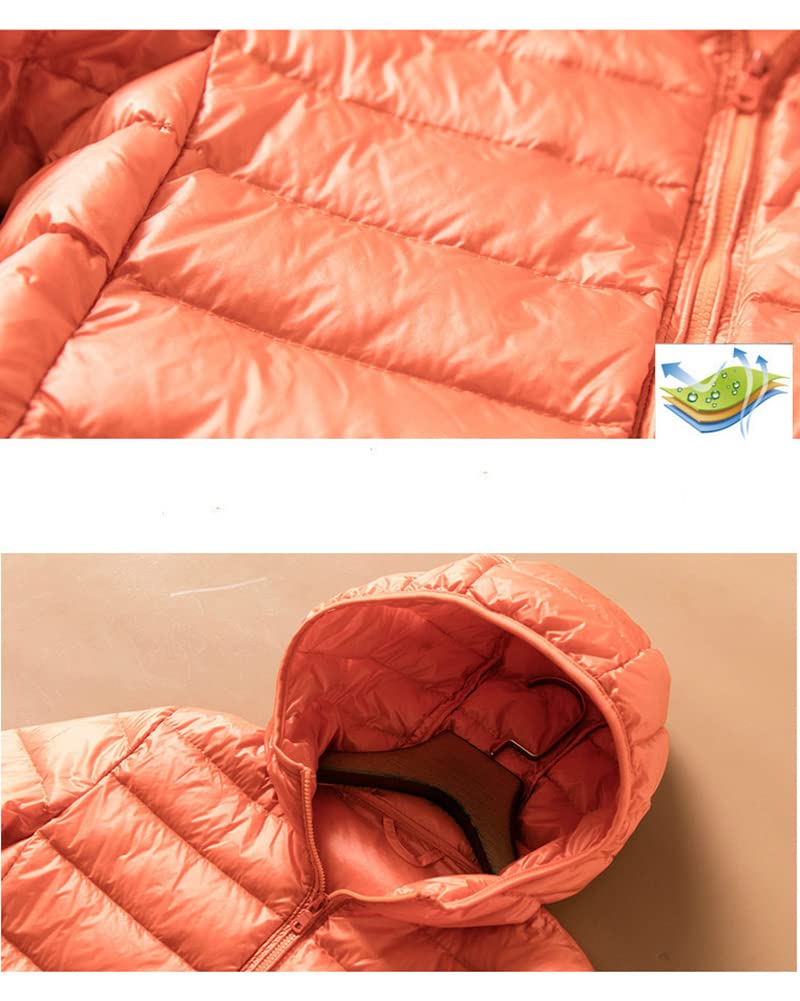 Doudoune à Capuche Femme Ultra Légère Duvet Veste Courte Manteau Doudoune Matelassée Pliable Fine Veste Doudoune Manches Longues Manteau Chaud Parka