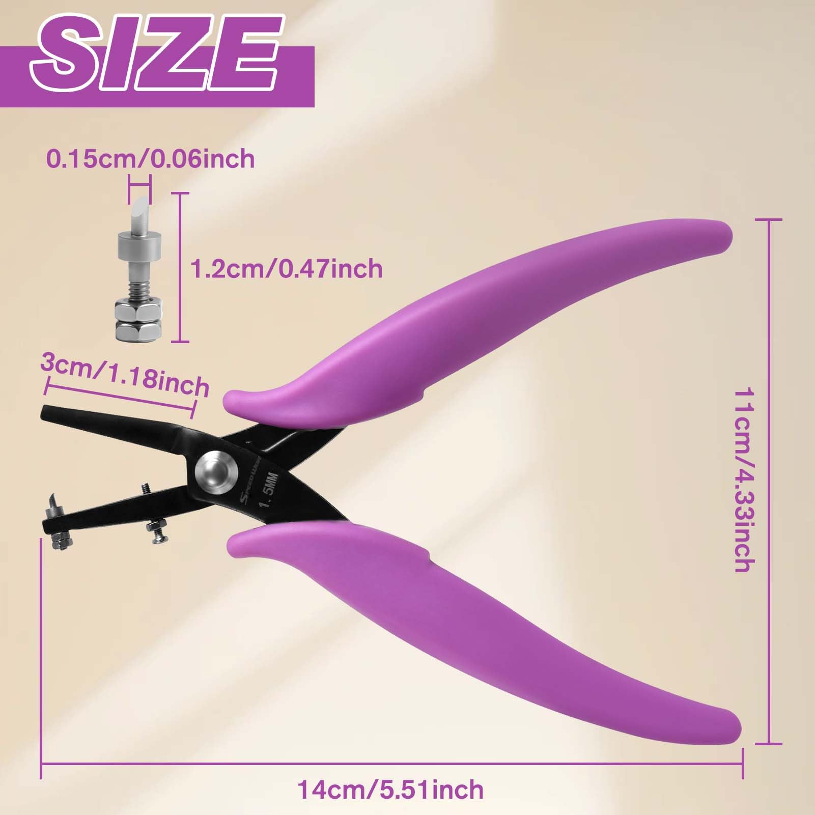 SPEEDWOX 3PCS 1.5mm Metal Hole Punch Pliers with Replacement Pins 1.5mm Round Hole Punch Pliers For Sheet Metal Long Jaw Single Hole Puncher Precision Fine Pliers Jewelry Making Tool Craft Beading - Image 2
