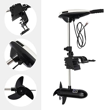 12v 65lbs Electric Outboard Trolling Motor, 600W Boat Engine Brush Motor, 30Kg Thrust Inflatable Fishing Boat Motor with 7 Gears, Maximum Speed 11km/h, for Small Watercraft, Dinghies