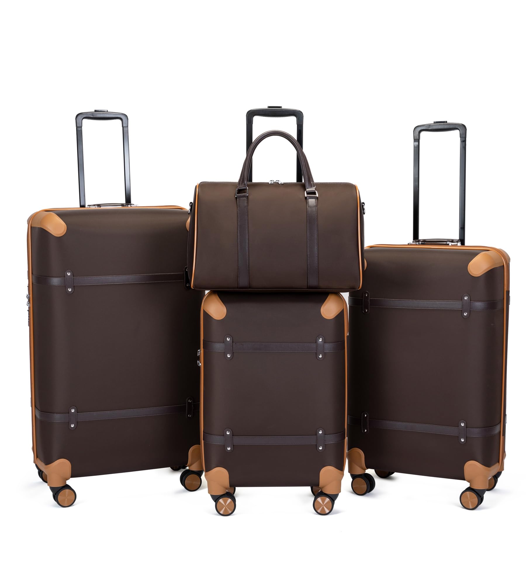 feilario 4 Piece Luggage Set (Brown, 4-Piece Set(14in/20in/24in/28in))