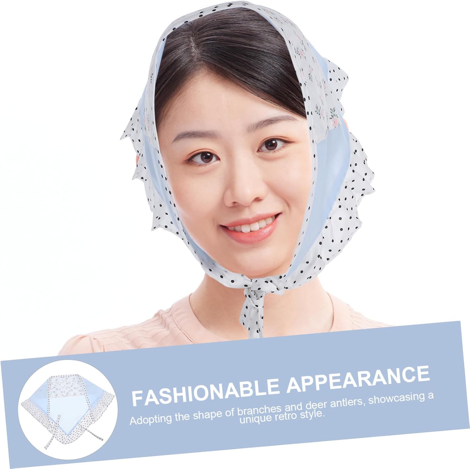OUNONA Fashionable Light Blue Floral Triangle Head Scarf for Girls Parties and Weddings Unique Spotted Design Hair Accessory Soft and Comfortable Headdress for Boys and Girls