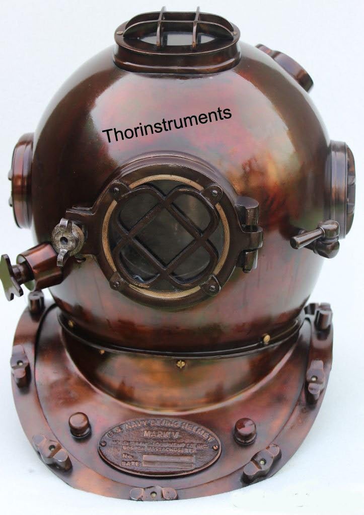 Vintage Diving Divers Helmet Solid Iron & Brass 18" Antique US Navy Diving Divers Helmet Rustic Vintage Home Decor Gifts