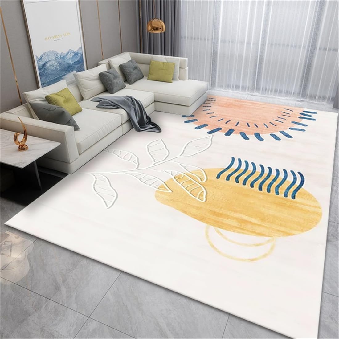 Tapis de chambre lavable et antidérapant motif chat abstrait 100x100
