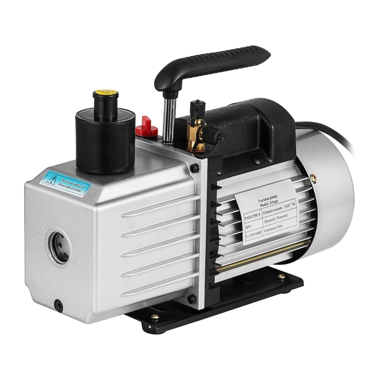 Vakuumpumpe, Vakuumpumpe 1 PS, zweistufig, HVAC-Drehschieber-Entgasungsverarbeitung, Klimaanlage, Auto-AC-Kältemittel-Vakuumpumpe, 2-stufig(8CFM 1HP)