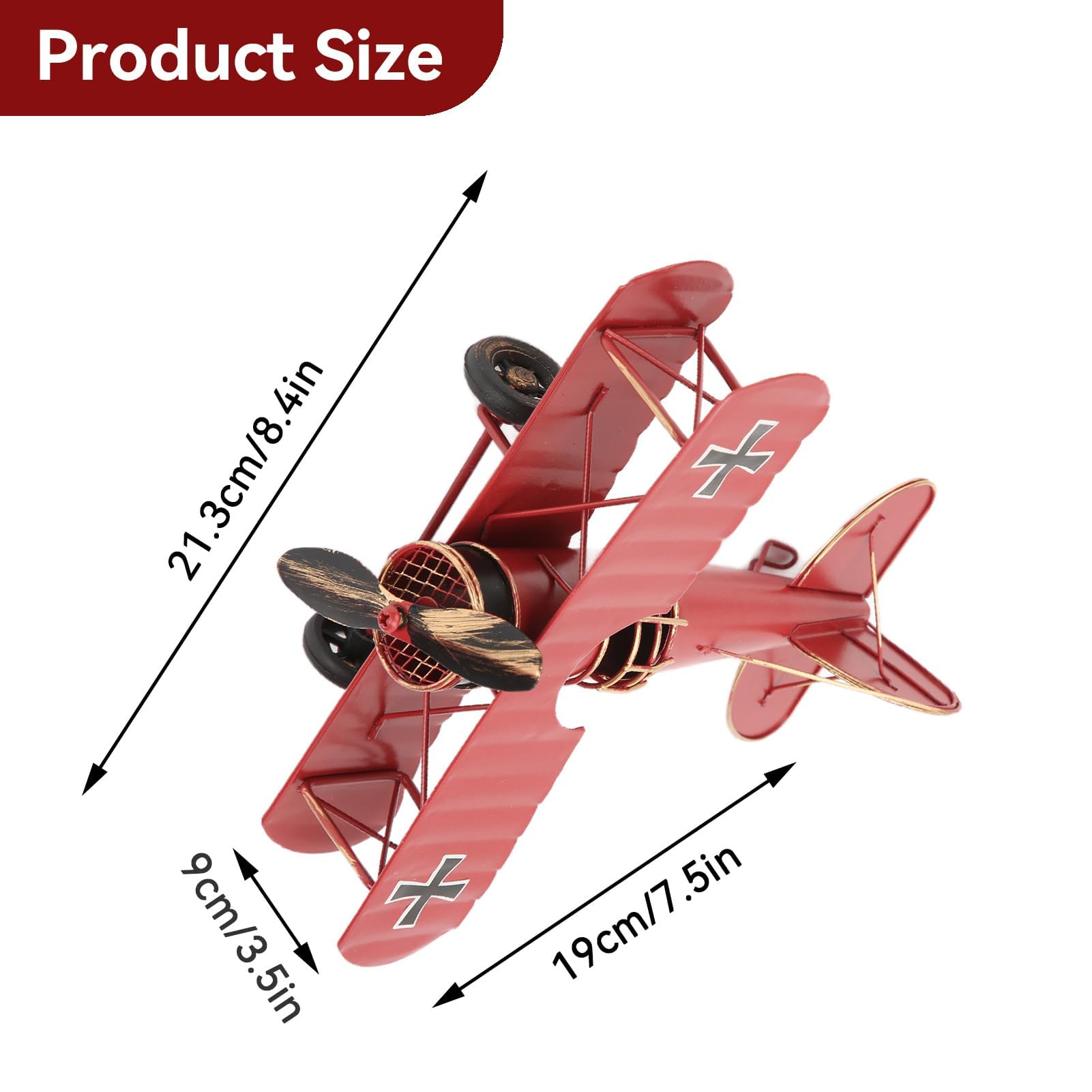 Avion Vintage Métal Rouge – Modèle Déco Rétro De 10 Cm, Jouet Ou Ornement Pour Enfants