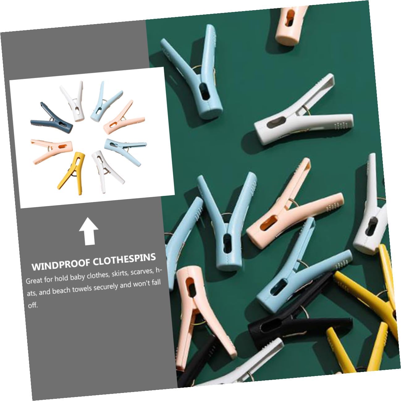 Generic 50pcs Windproof Plastic Clothespins Strong Grip Laundry Clips for Socks Underwear Towels Pants Skirts Portable Household Clothes Drying Clips Random Colors Random Color