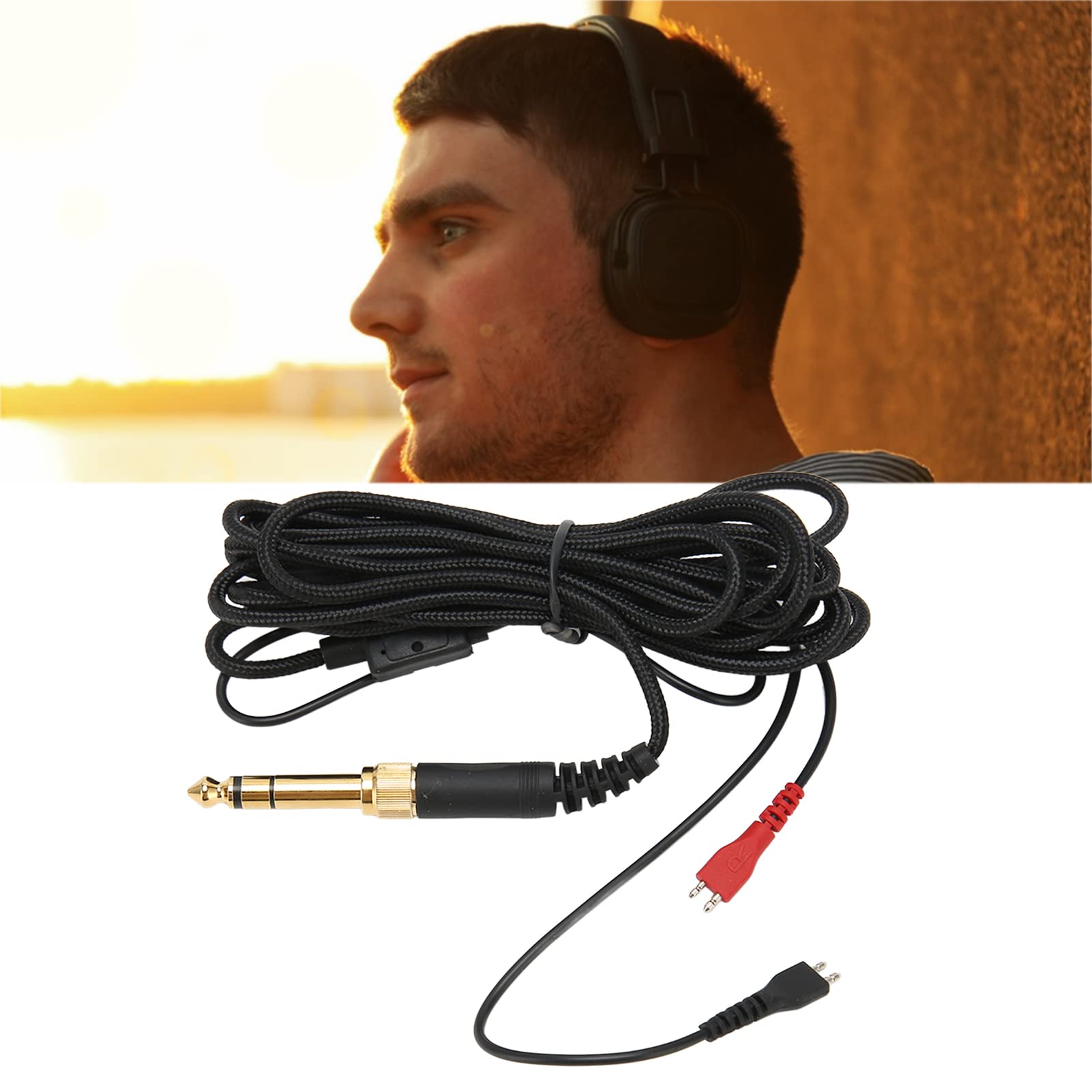 Cable de Auriculares de Repuesto, para Sennheiser HD25 560 540 480 430, Cable de Auriculares Portátil de Alambre Tejido HD de 9.8 Pies