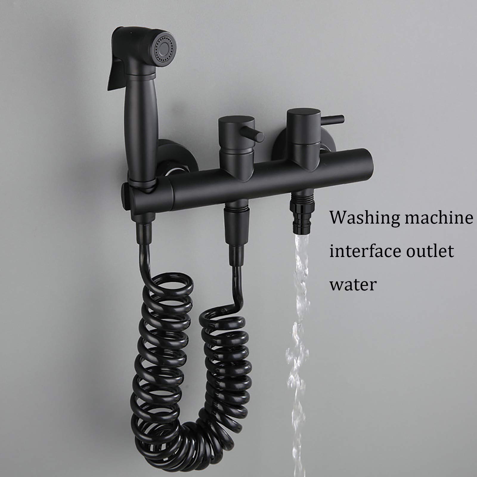 Juego de ducha de bidé portátil negro montado en la pared, kit completo de higiene para baño, temperatura ajustable del agua, fácil instalación, ideal para uso doméstico
