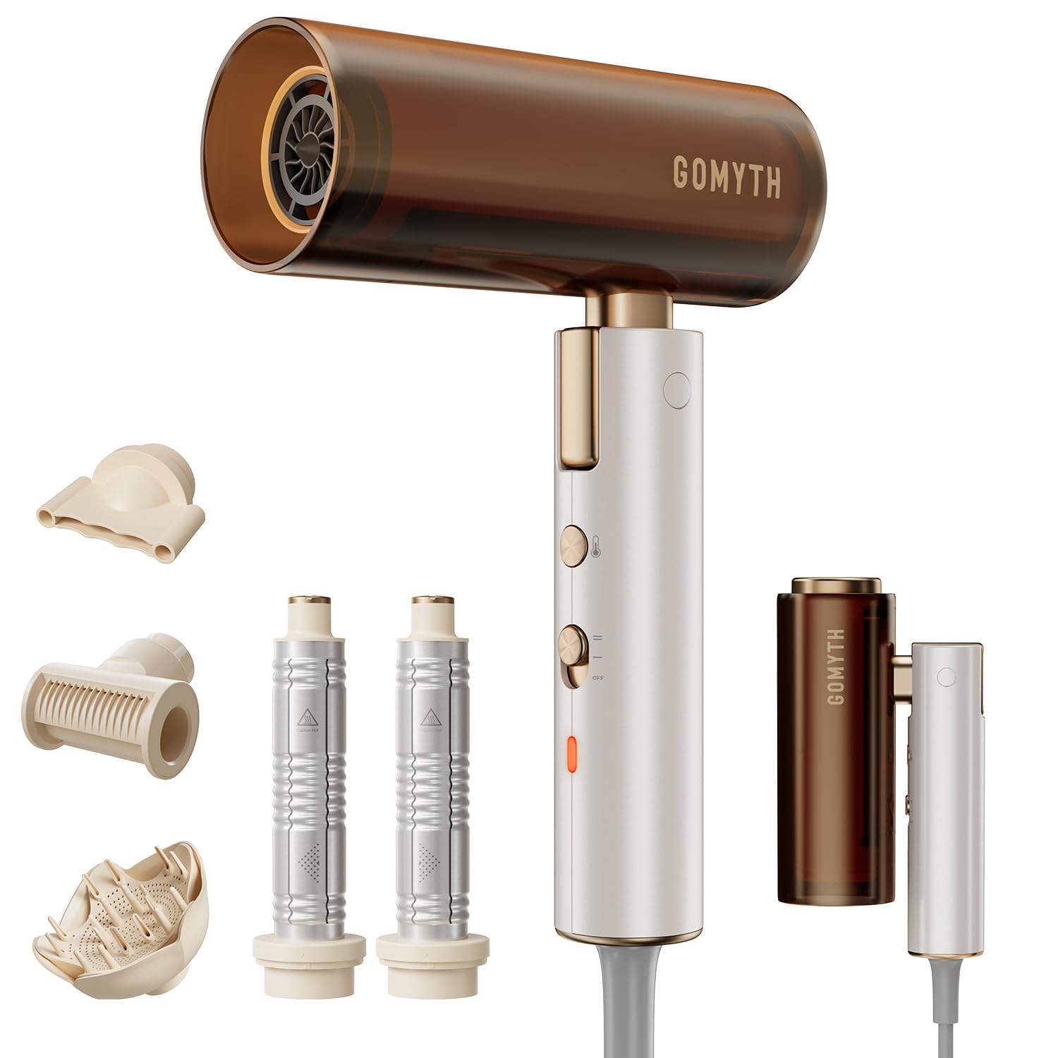 Photo 1 of Dual Voltage Hair Dryer for Travel, GOMYTH 5 in 1 Air Styler with High-Speed Blow Dryer, 100V-240V for Worldwide Use, Compact, Plasma Scalp Protection, No Heat Damage, Includes Travel Bag