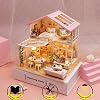 Miniature Home Making Set – LED Illuminated Wooden DIY Model – DIY Home Model with Balcony – Decorative Gift Set for Adults
