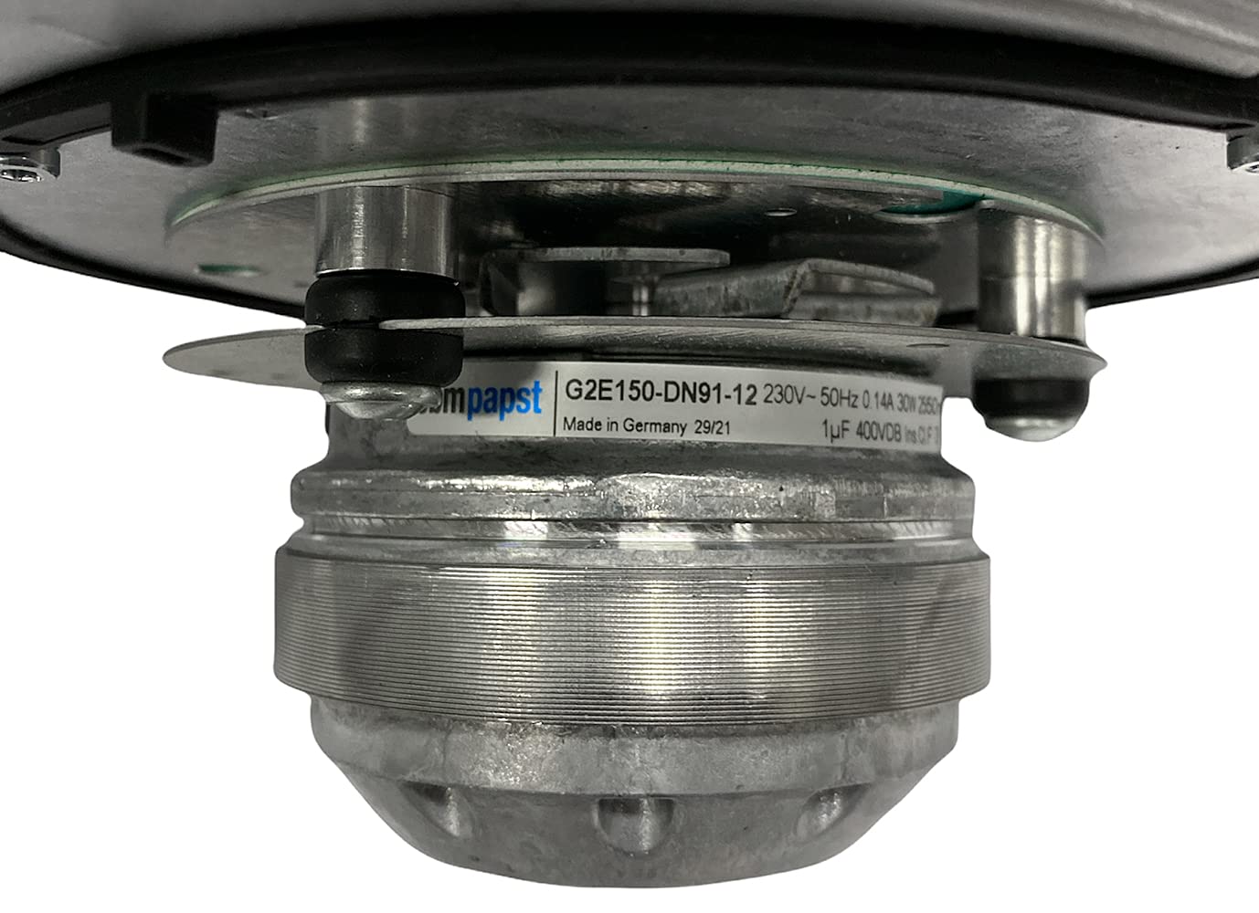 ERICAMBI, Estrattore Aspiratore Fumi per Stufe a Pellet EBM G2E150-DN91-12, Ventola Ø 150mm, Potenza 30W, Numero di Giri Fino a 2550 RPM, Corredato di Encoder