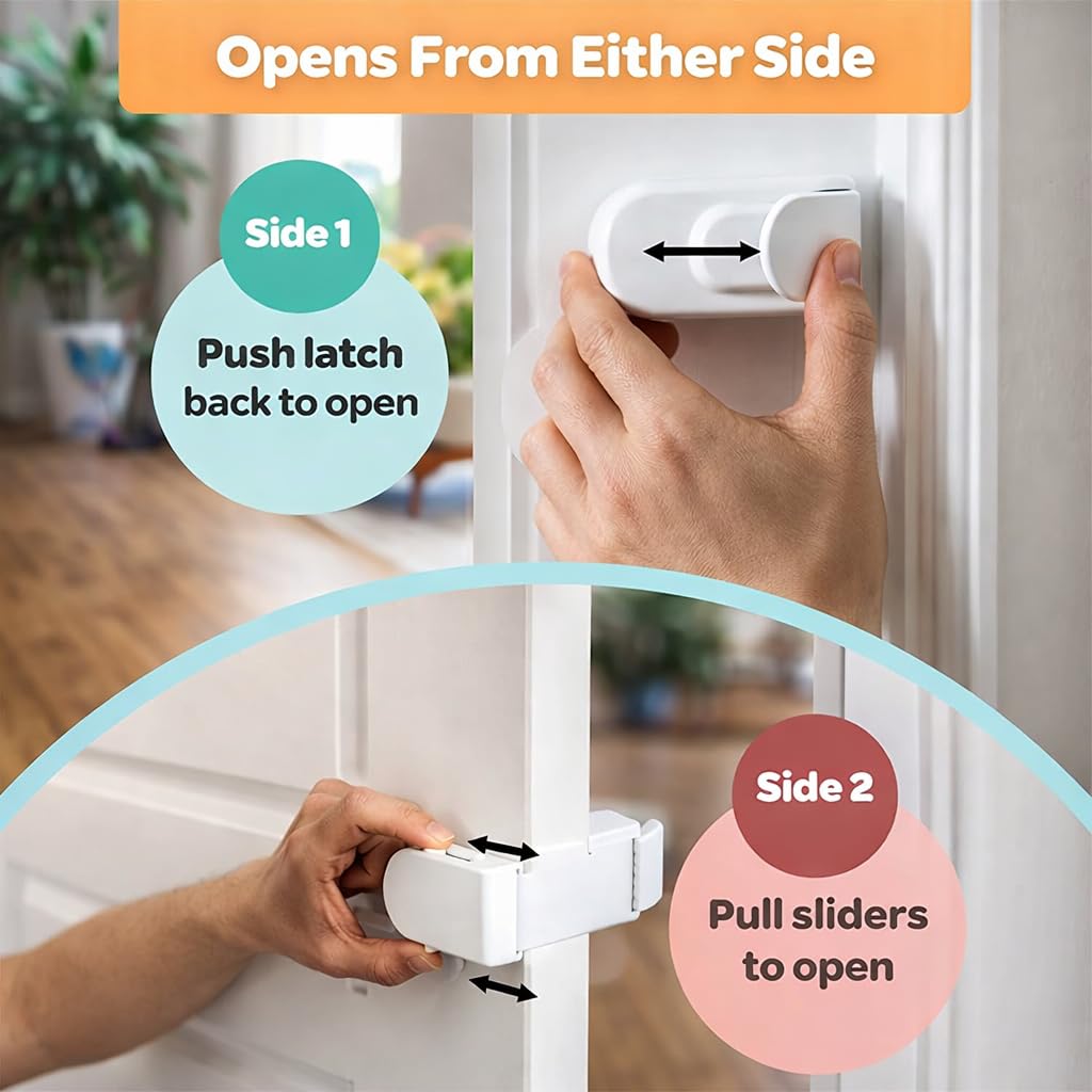 The Door Lock Can't Reach or Defeat - No Tools or Adhesives Required, Simple Install Safety Lock, Interior Doors Safety Supplies for All Proof Door Lock (1/Set) — view 5