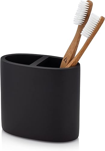 Miniatura 4 de Essentra Home Juego de accesorios de baño de 4 piezas negro mate. Incluye dispensador de jabón con bomba cromada, soporte para cepillo de dientes,