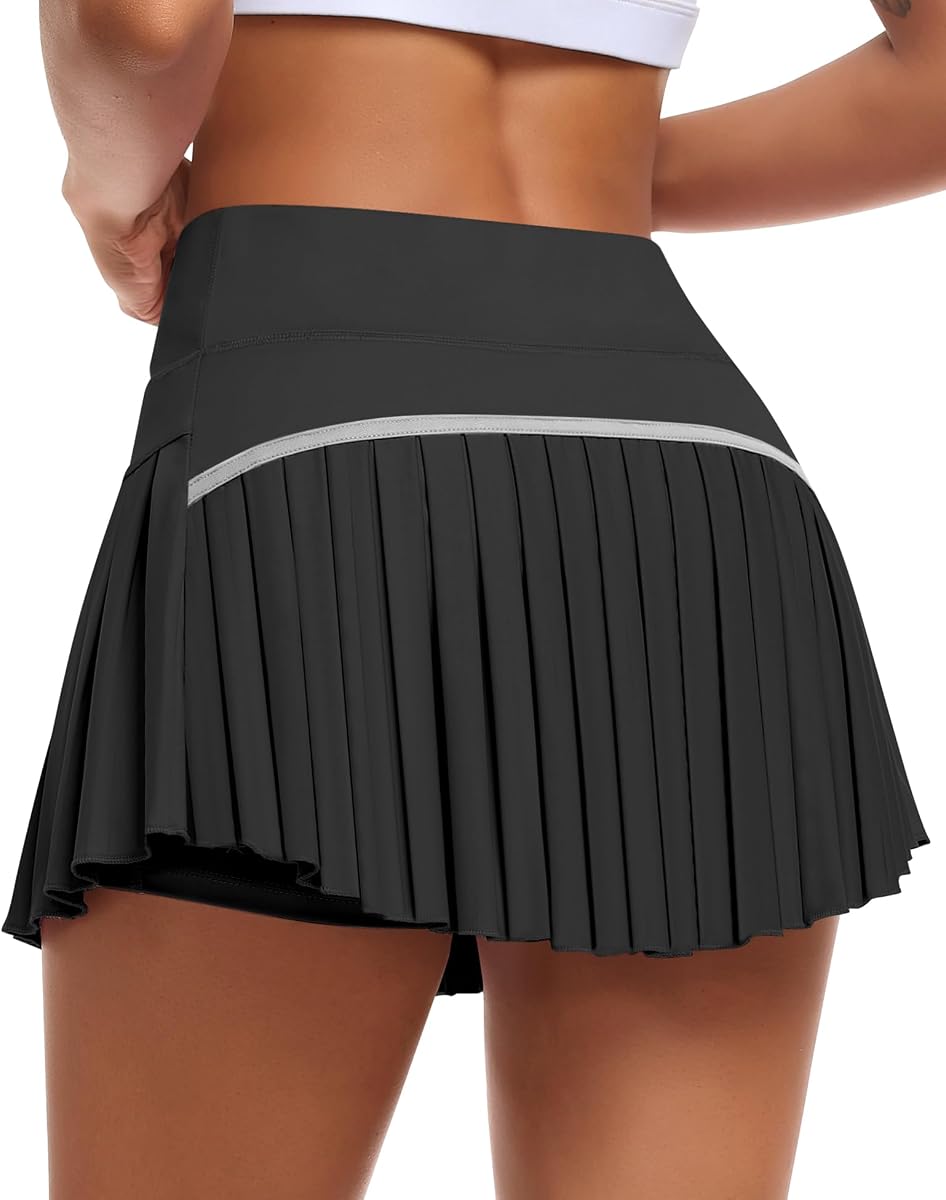 Falda de tenis plisada JoyGirl para mujer, falda de golf de cintura alta | Pantalón corto incorporado con bolsillos, minifalda atlética, transpirable, para entrenamiento de tenis, golf y pickleball