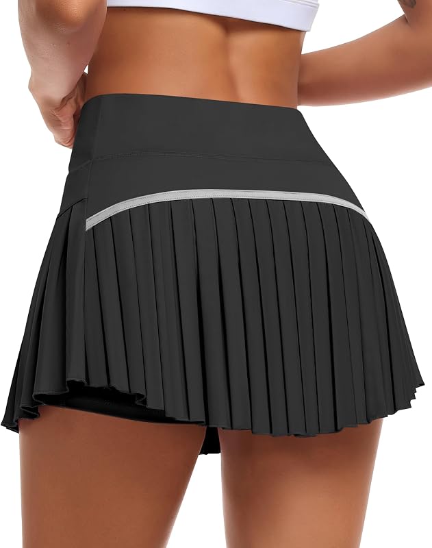 pollera de tenis plisada JoyGirl para mujer, pollera de golf de cintura alta | Pantalón corto incorporado con bolsillos, minifalda atlética, transpirable, para entrenamiento de tenis, golf y pickleball