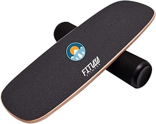 Fitlaya Fitness Wooden Balance Board Trainer - Core Strength & Balance for Surfing, Skateboarding, Snowboarding, Hockey