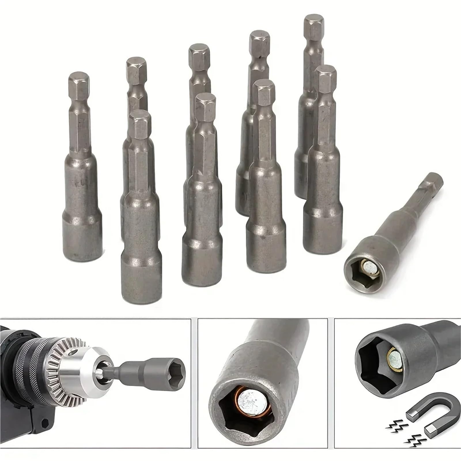 6mm-19mm nasadka udarowa wkrętak magnetyczny 1/4 klucz sześciokątny zestaw wiertarek adapter do wiertarek udarowych zestaw gniazd