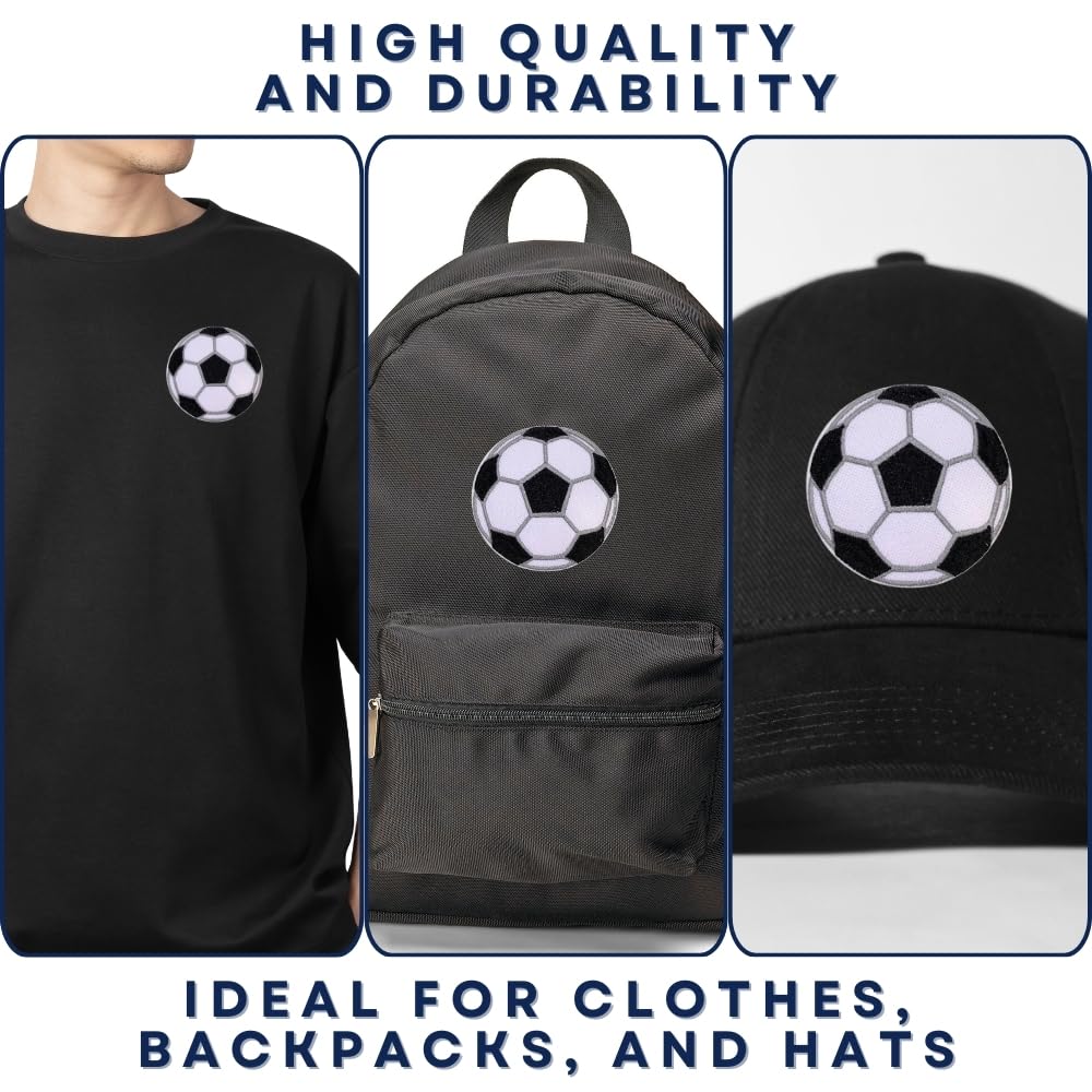 Parche clásico de balón de fútbol de 3.5 pulgadas, parche para planchar con diseño de balón de fútbol, parches bordados para mochilas