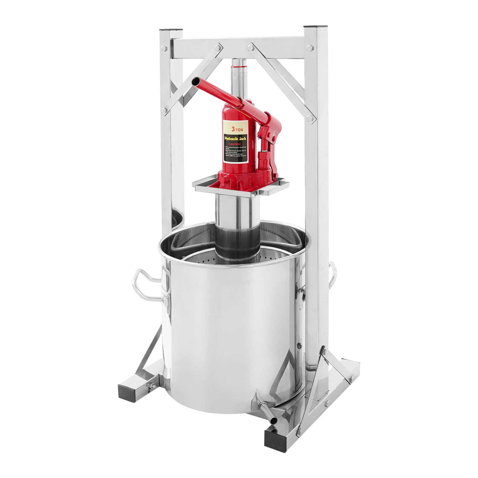 Hydraulische Obstpresse, 12L Manuell Obstweinpresse Gemüsepresse, Edelstahl Fruchtpresse mit 3T Hydraulikheber für Hausbrauen Weine Säfte Gemüse